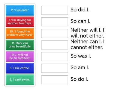 So, neither, either. Agree with the statements.