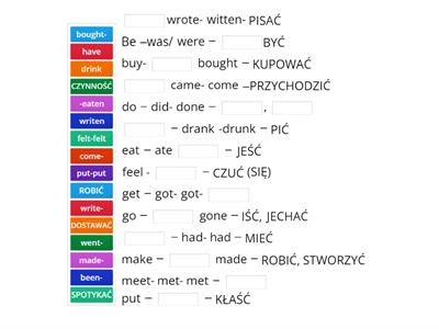 Irregular verbs