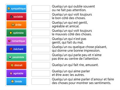 Les adjectifs de caractère et personnalité