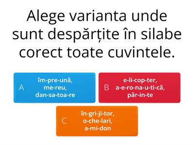 Test de evaluare Limba și Literatura Română,clasa a 5-a Silaba. Accentul 