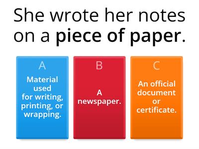 Multiple meanings - paper