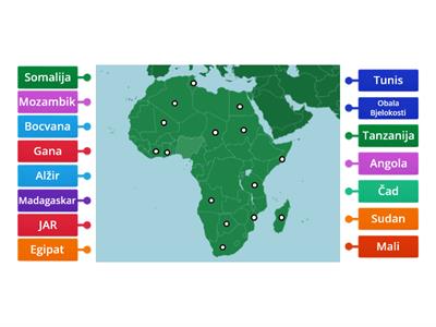 Karta Afrike - Države
