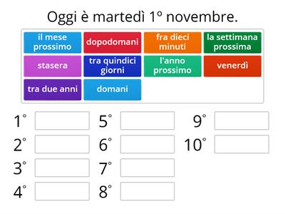 Metti in ordine cronologico le espressioni.