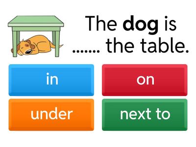 in / on / under / next to 