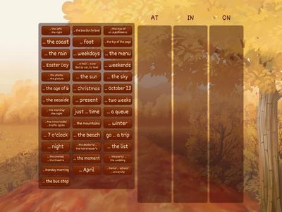 Предлоги места и времени in/on/at