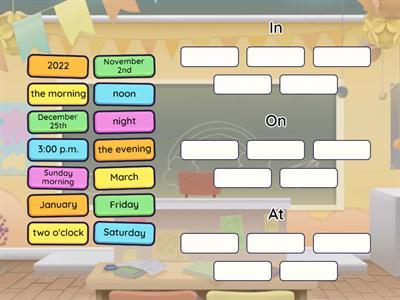 Prepositions of time: In, On, At - Easy