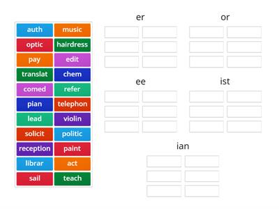 noun suffixes (jobs)