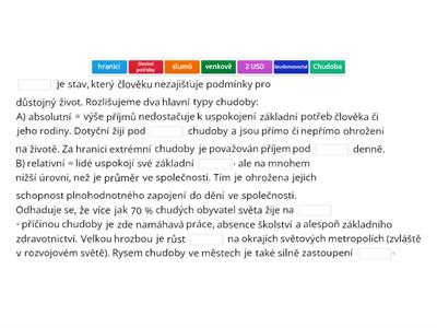 Chudoba ve světě - doplň text