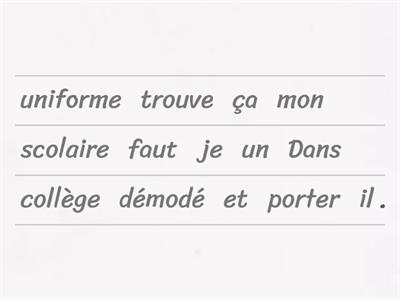 GCSE French Collège et études Sentence Jumble