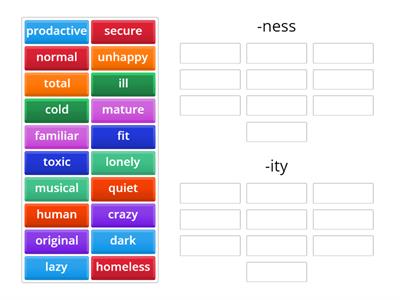 -ness,-ity sorting