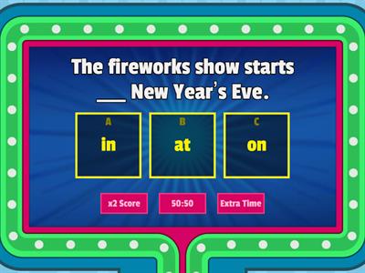 Prepositions of time (in, on, at). Gamequiz