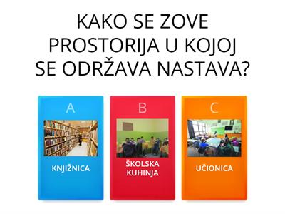 POSTAO SAM UČENIK; ORIJENTACIJA; DJELATNICI I PROSTORIJE MOJE ŠKOLE