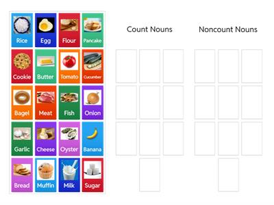 Food Word Sort: Count and Noncount Nouns