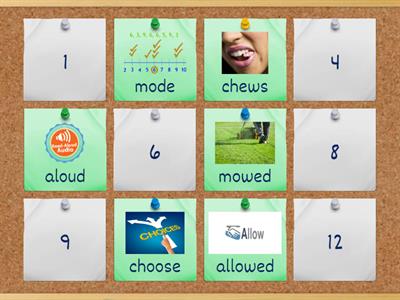Sample Homophone Memory Game with Suffixes