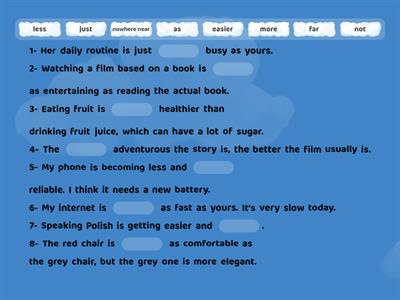 Advanced and qualifying comparatives
