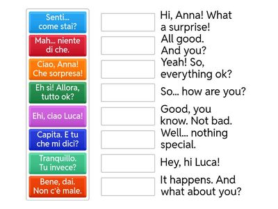 Abbina — Dialogo “Come stai?”