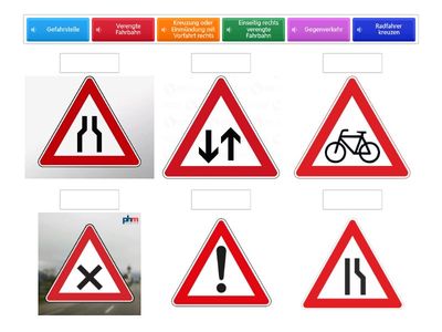 Diese Zeichen machen auf Gefahren aufmerksam.