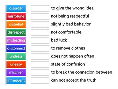 in, un, dis, mis Matching