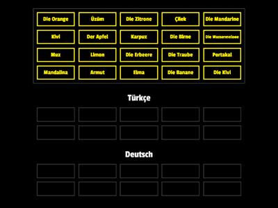 Meyveleri Türkçe-Almanca Eşleştirme