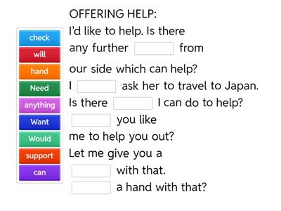 B1+ Key phrases offering help and responding