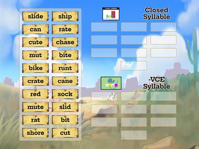 Closed/VCE Syllable sort