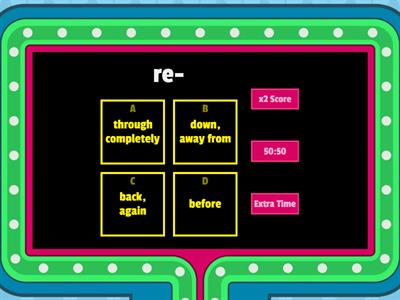 Megawords List 13 Prefixes Gameshow Quiz