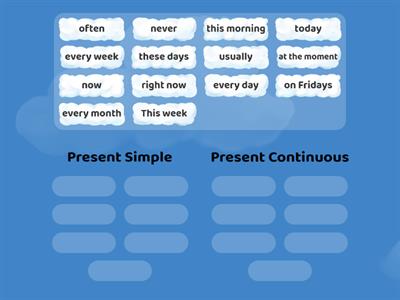 Present Simple vs Present Continuous: Time expressions