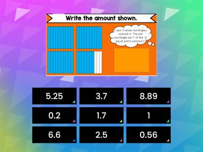 Place Value Models matching with Decimals