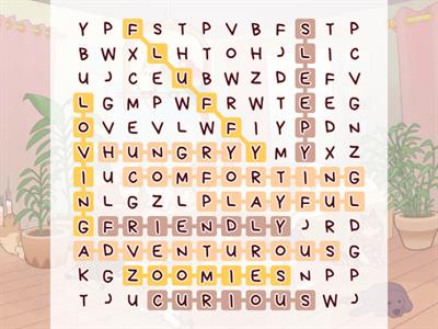 Cat Adjectives - Wordsearch