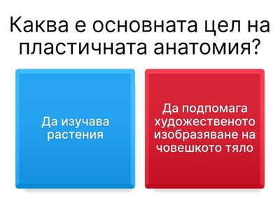 Тест по Пластична анатомия – 9. клас