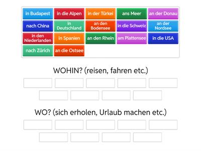 Wo? Wohin? Präpositionen (Reisen/Urlaub) B1