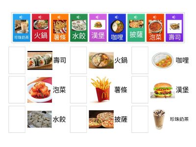 美食配對練習