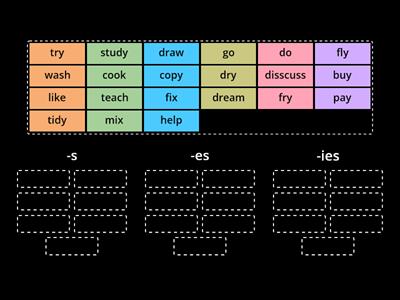  Present Simple -s, -es, -ies 