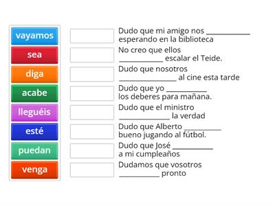 El  subjuntivo doubt match up