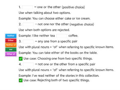 Neither / Either / Neither of / Either of Cheat Sheet