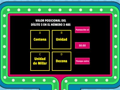 VALOR POSICIONAL HASTA LA UNIDAD DE MILLAR