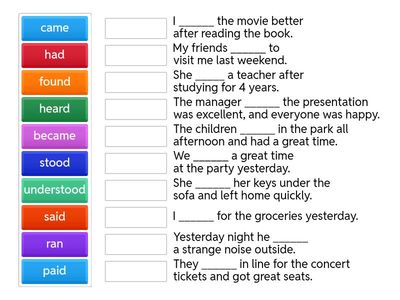 Irregular Simple Past Verbs - Set 8 -  Part 2 - Miscellaneous 