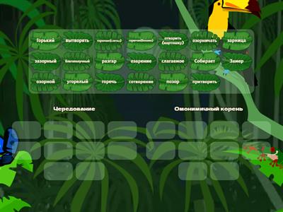 Корни с чередованием и омонимичные корни