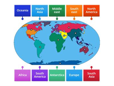 Earth land regions and continents