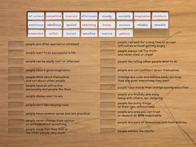 Personality adjectives