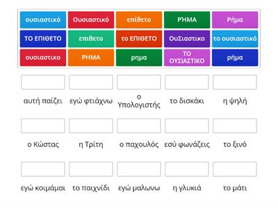 ΕΠΑΝΑΛΗΨΗ ΟΥΣΙΑΣΤΙΚΑ-ΕΠΙΘΕΤΑ-ΡΗΜΑΤΑ (ΔΙΑΚΡΙΣΗ)