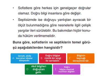 BİLGİ FELSEFESİ TEST 