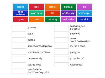 Shopping vocabulary