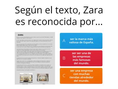 Comprensión lectora artículo Zara