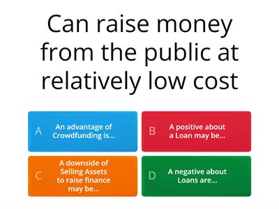 Advantages and Disadvantages of Sources of Finances (Quiz)