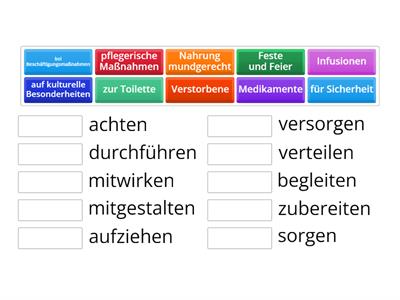 Aufgaben der Pflegehilfskraft: Nomen-Verb-Verbindungen 