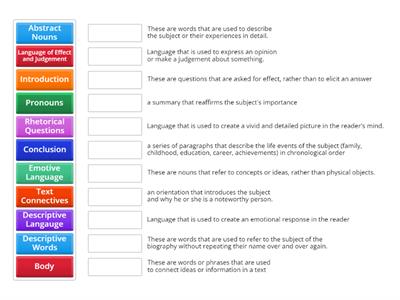 Language Features and Text Structure of a Biography Recap