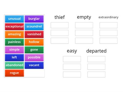 Unit 1 Matilda Synonym Group Sort 1