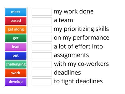 Job interview collocations