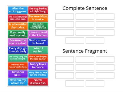 Complete Sentences vs. Sentence Fragments